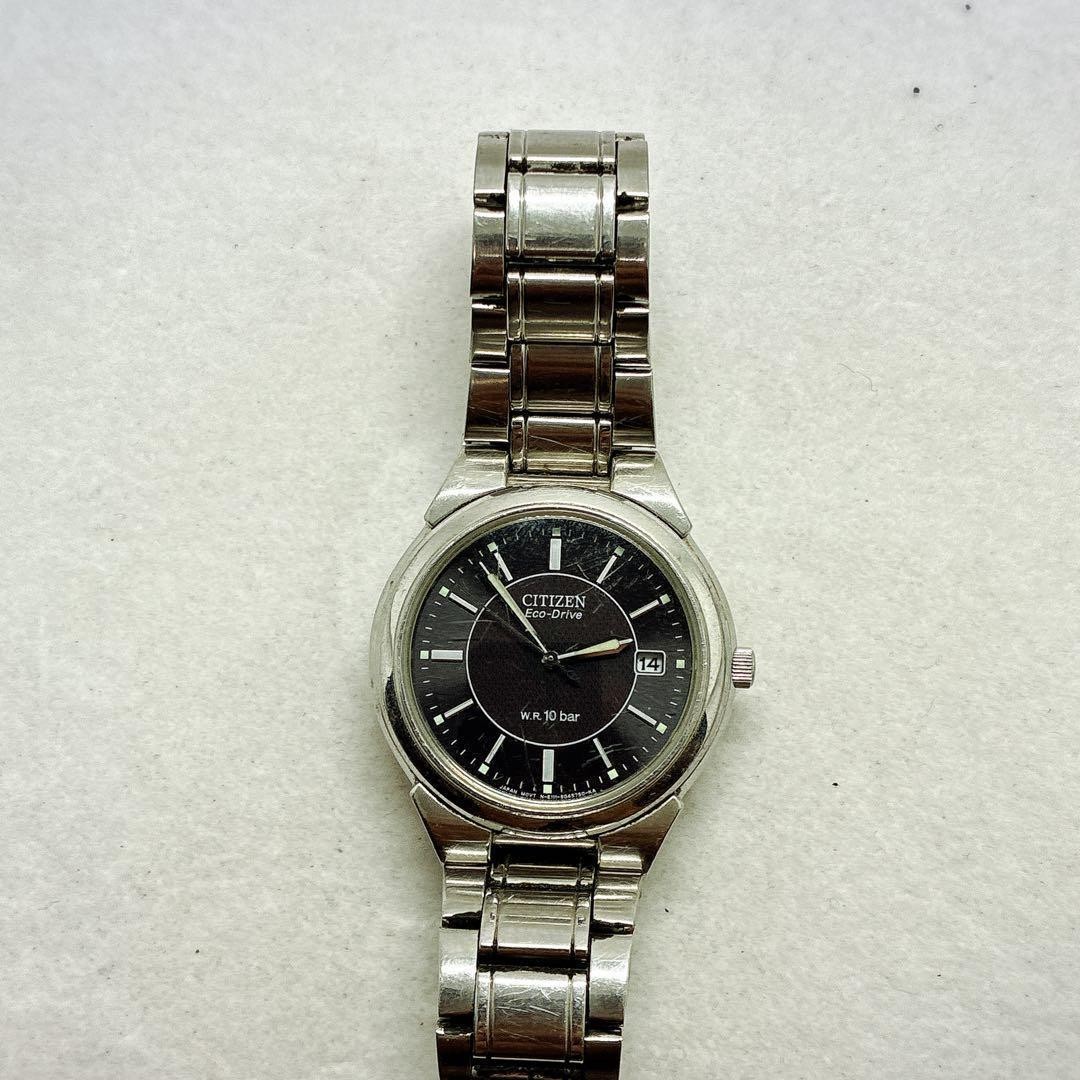 Citizen Eco-Drive Solar Date 10 ATM Water Resistant Black Dial E111 From Japan