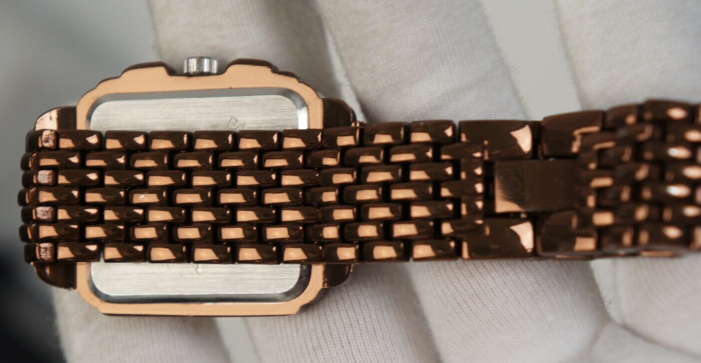 studio time watch square crystal rose gold womens 32.6mm