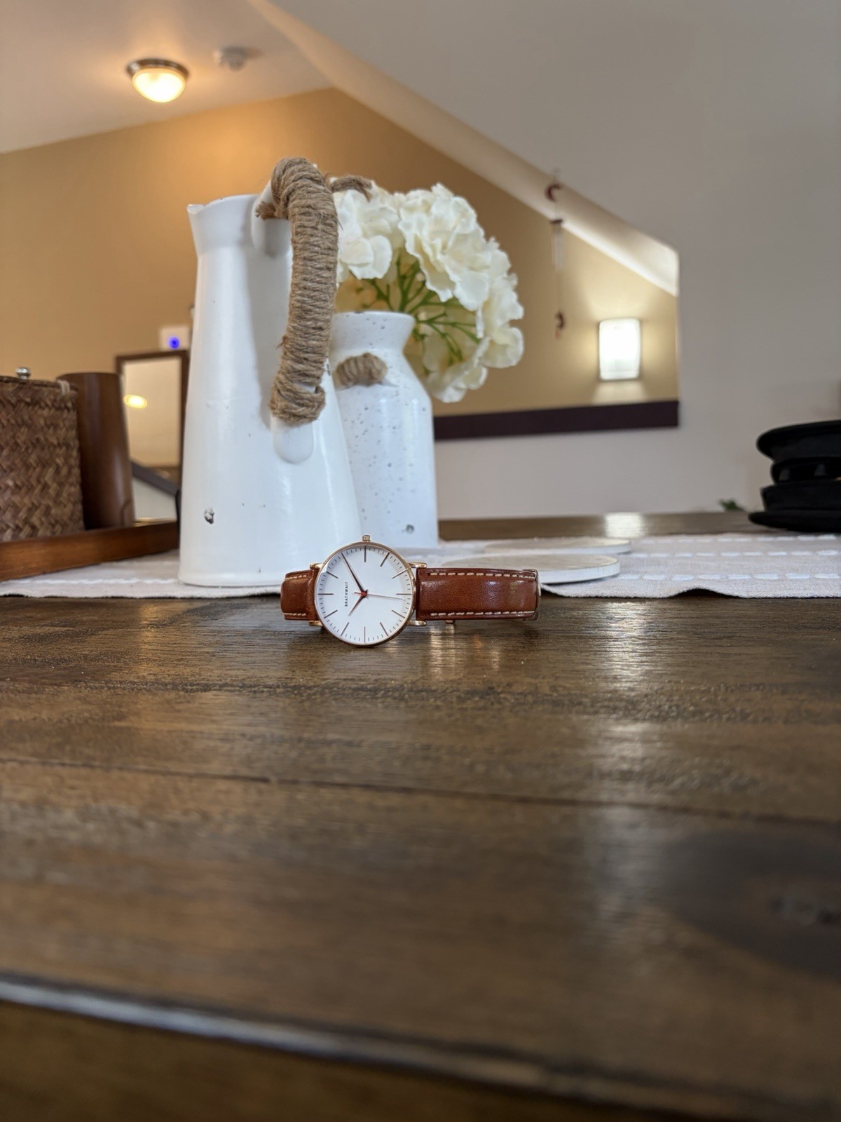 Brathwait Classic Slim Rose Gold Watch Men’s Leather Strap Sapphire Crystal 40mm