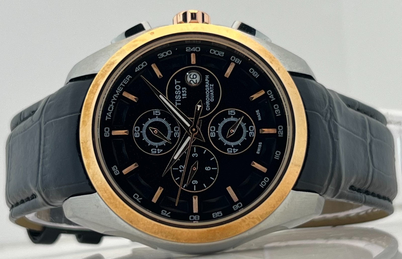 Amazing Men’s Chronograph Date Black Dial Quartz Excellent Condition Wristwatch