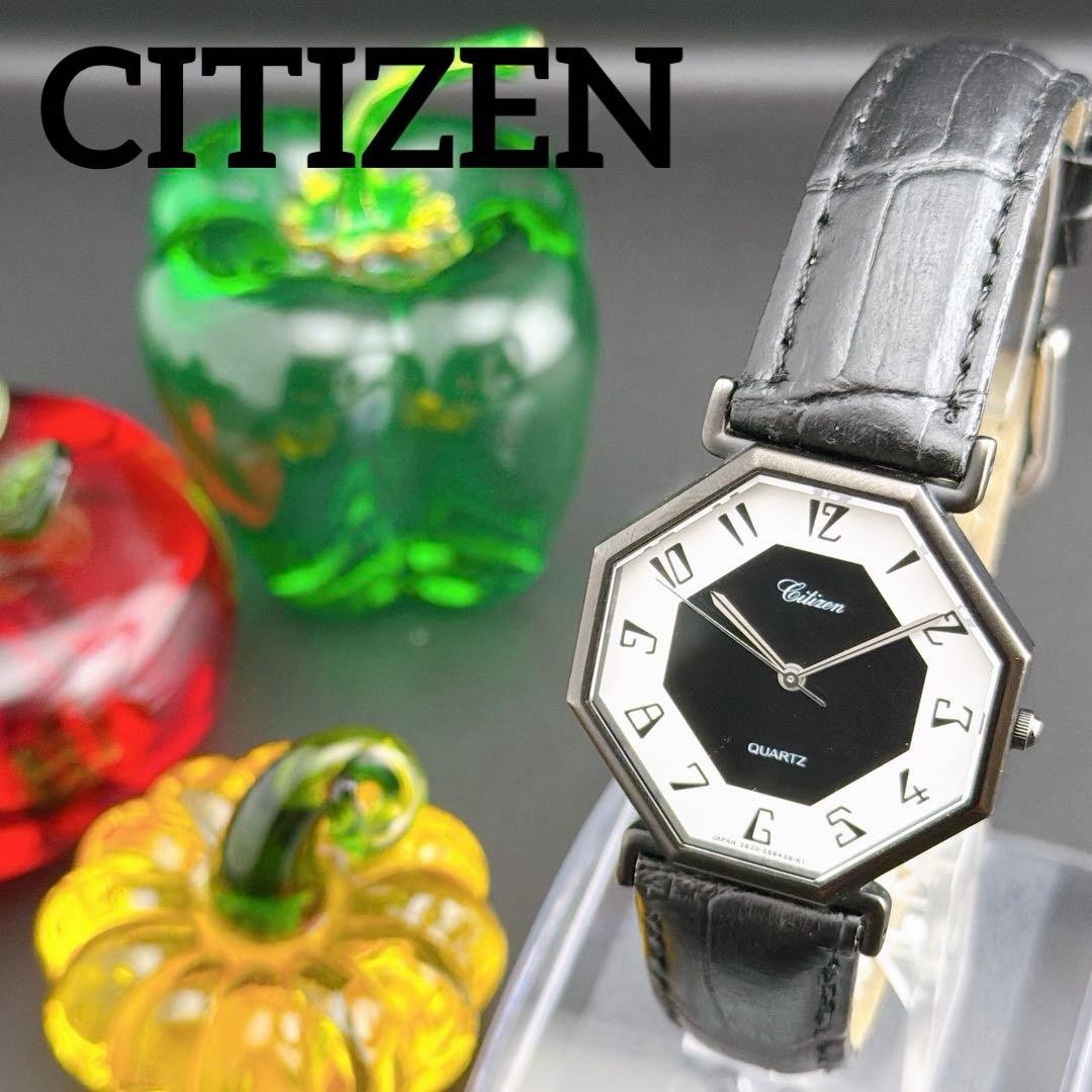 CITIZEN Octagon Black Watch 37.8×32.2mm Wrist 20cm From Japan