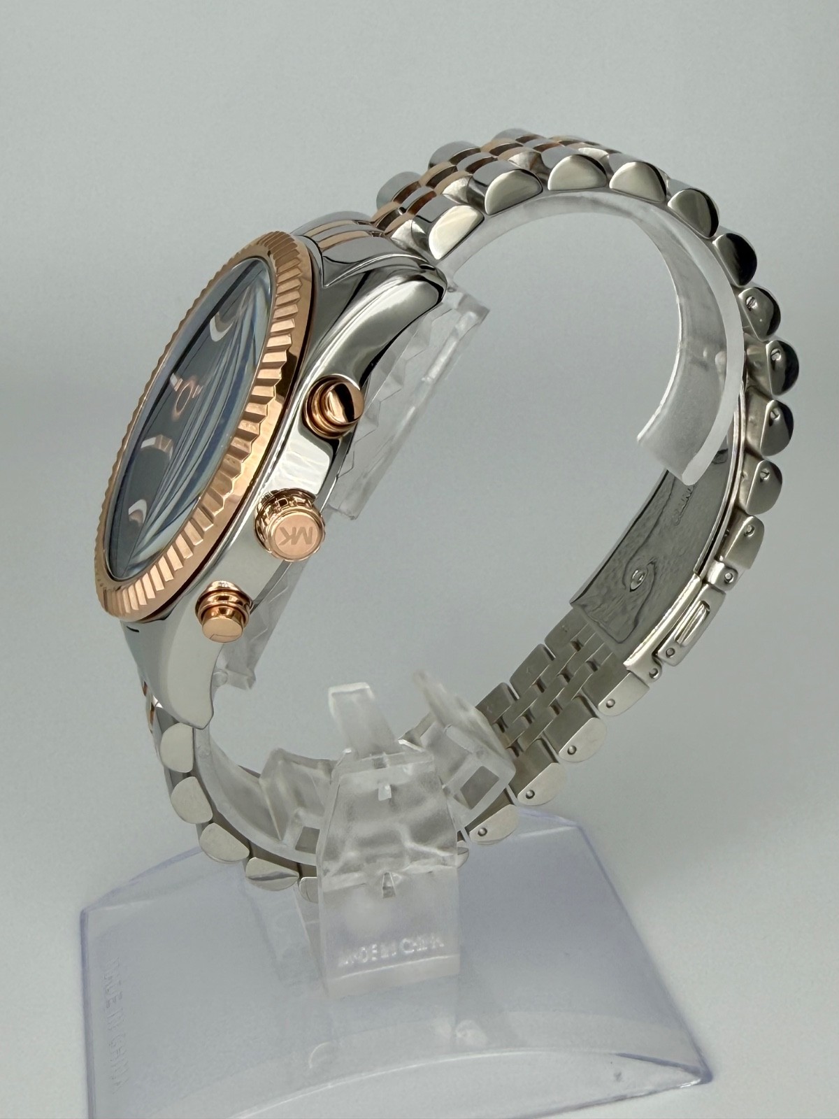 MICHAEL KORS Lexington MK8412 Silver/ Rose-Gold 45mm Blue Dial Unisex Wristwatch