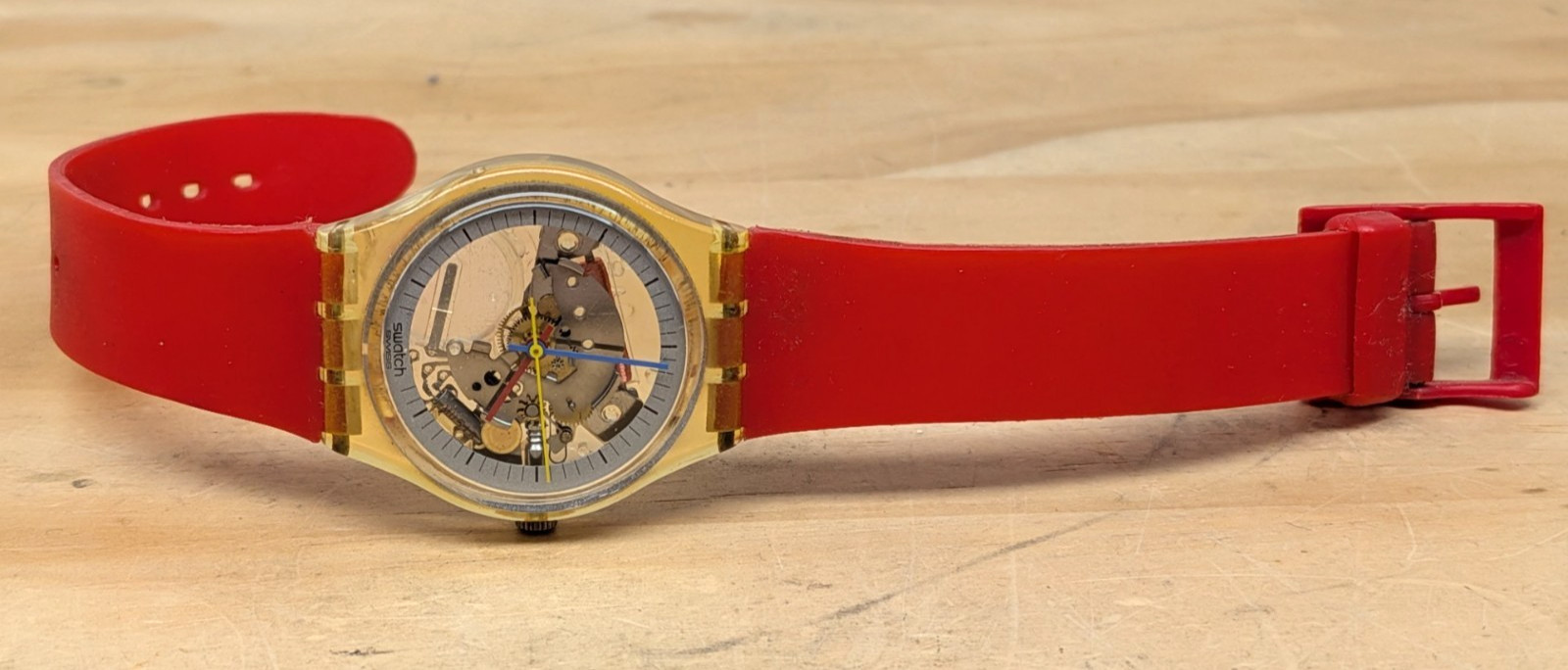 Vintage Swatch Watch red / clear case