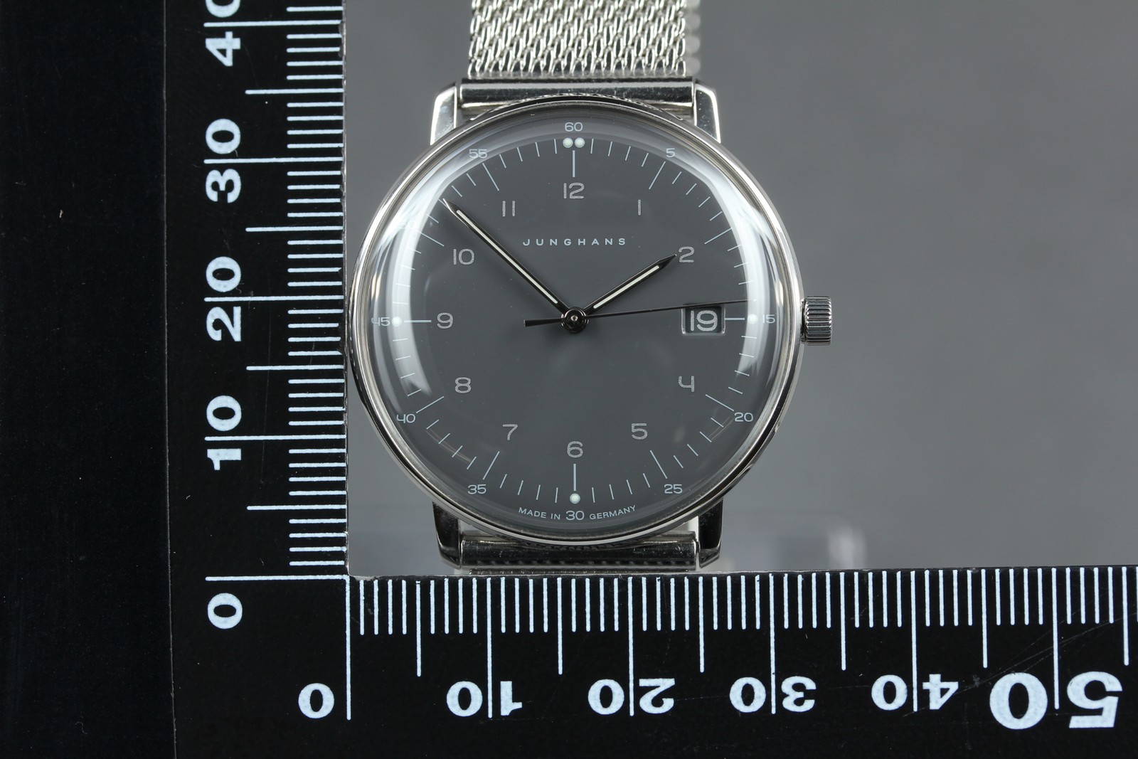 [Box] JUNGHANS Max Bill 047/4542.00 Gray Quartz Plexiglass Made in Germany Watch