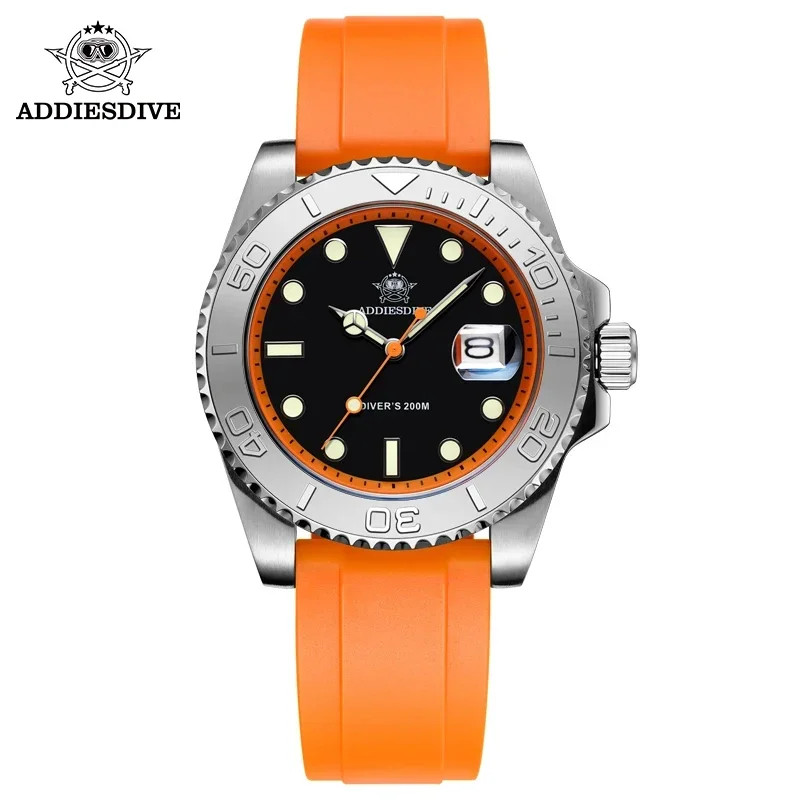 ADDIESDIVE Rubber Silicone Quartz Watch Fashion AD2040 200m Dive Watch
