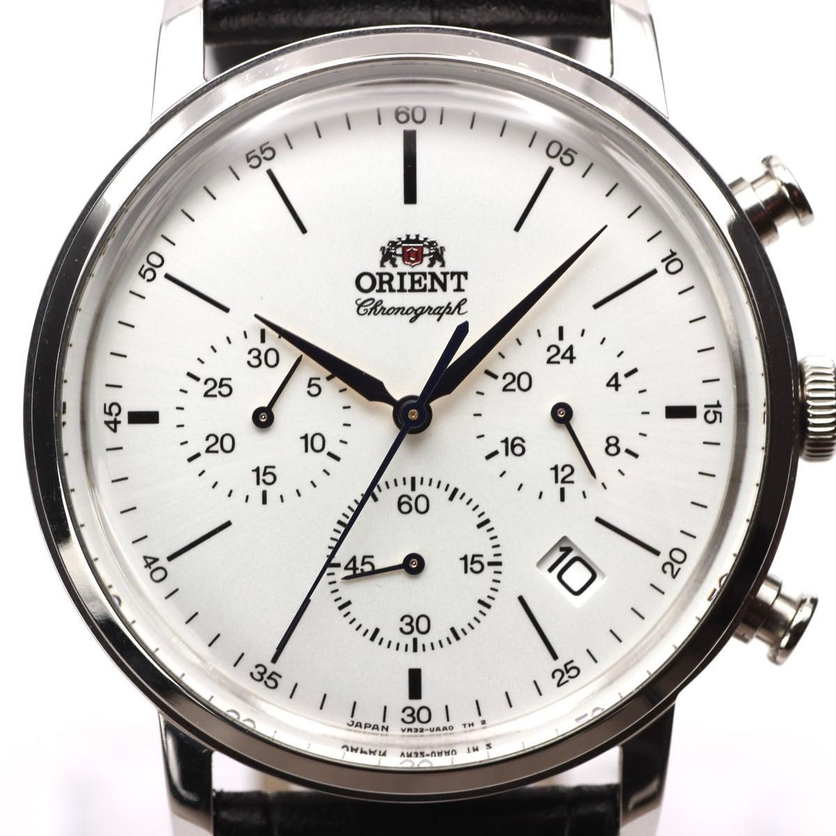 ORIENT VR32-UAA0 Chronograph Quartz White Dial Japan Men’s Watch Leather