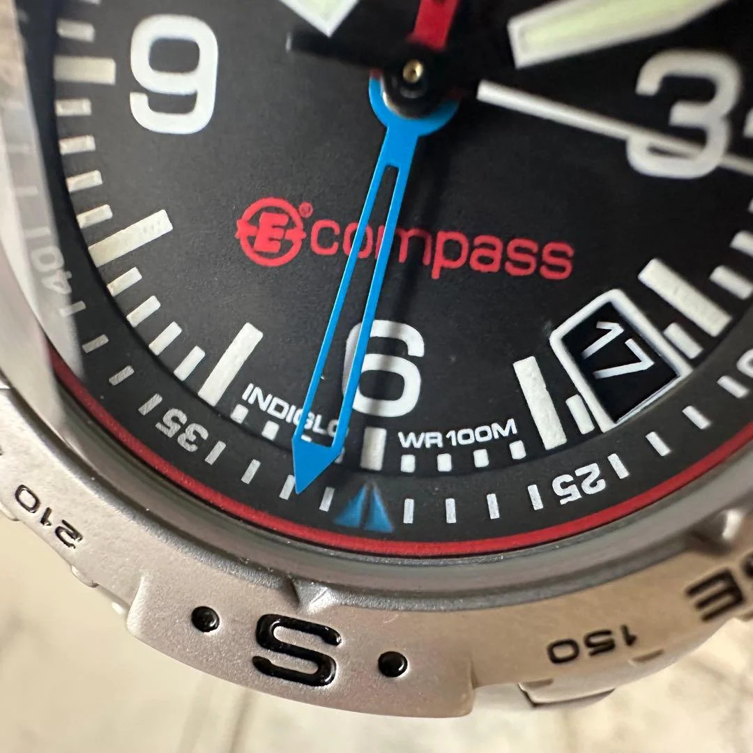 TIMEX Indiglo Compass Quartz Black Dial Stainless Steel 1.65 Watch