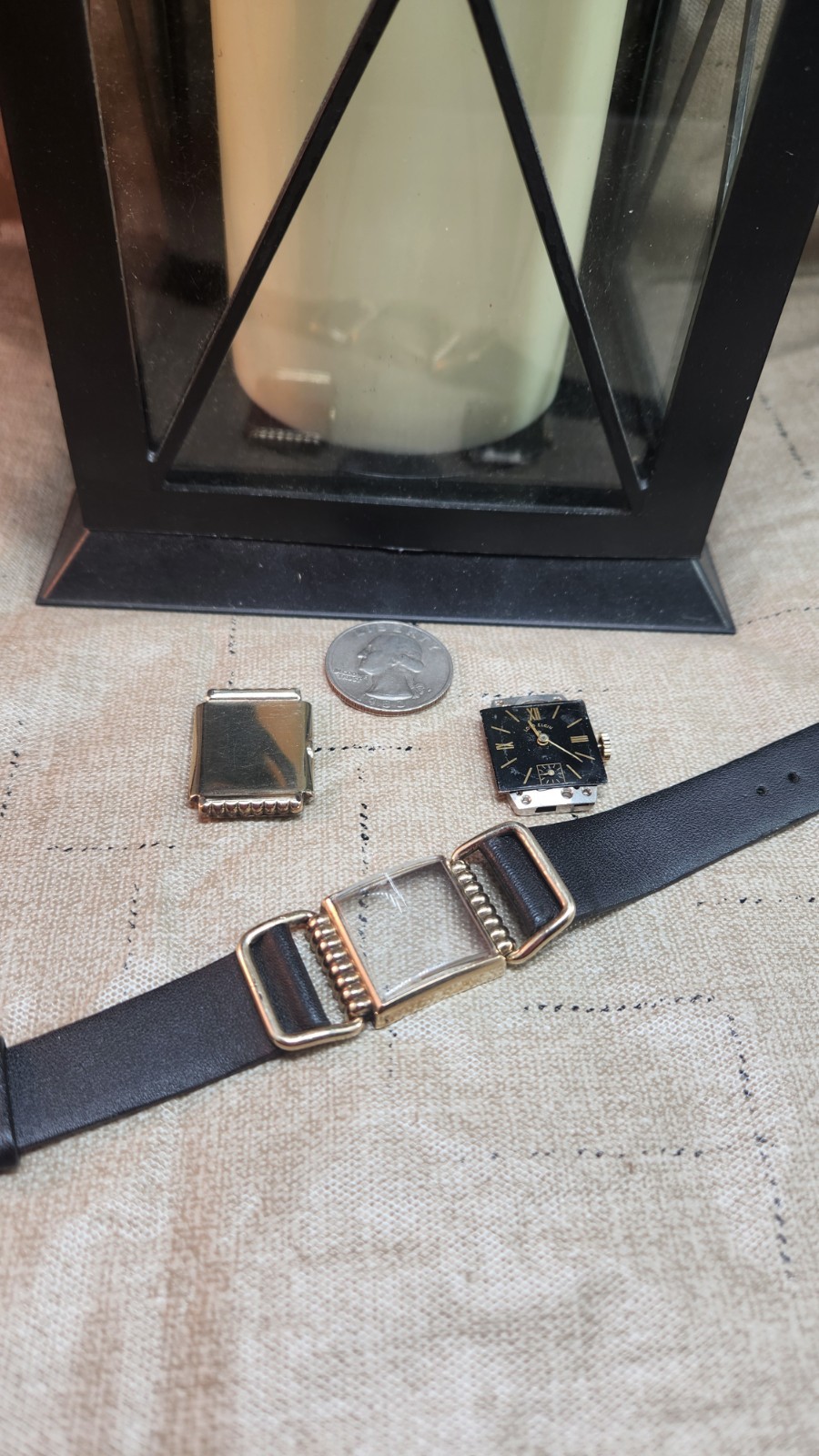 Vintage Lord Elgin Drivers Gold Filled 21J Black Dial Wristwatch 626 NS