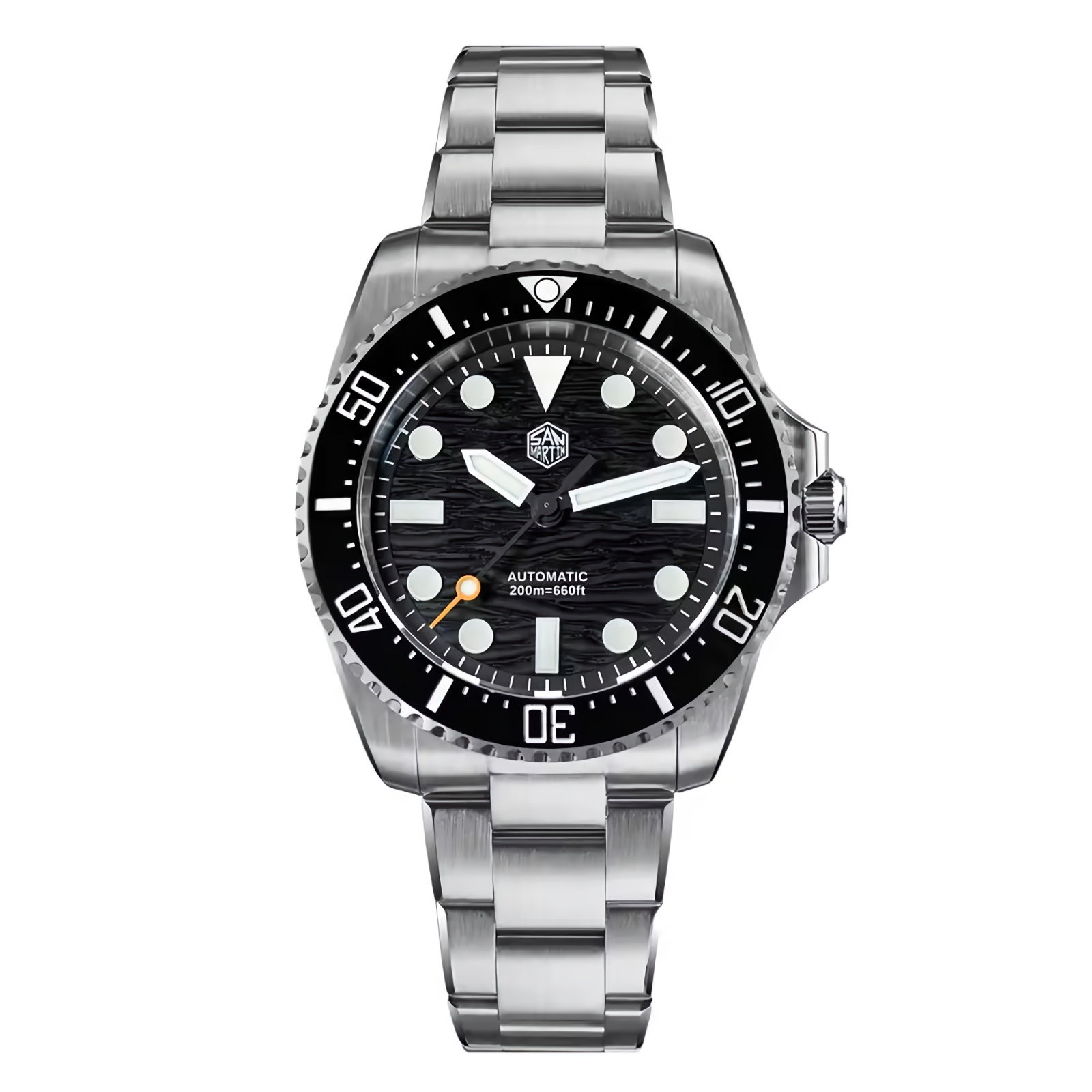SAN MARTIN SN0126-GS Miyota 90S5 Automatic Enamel 3D Wave Dial 38mm 200M Watch