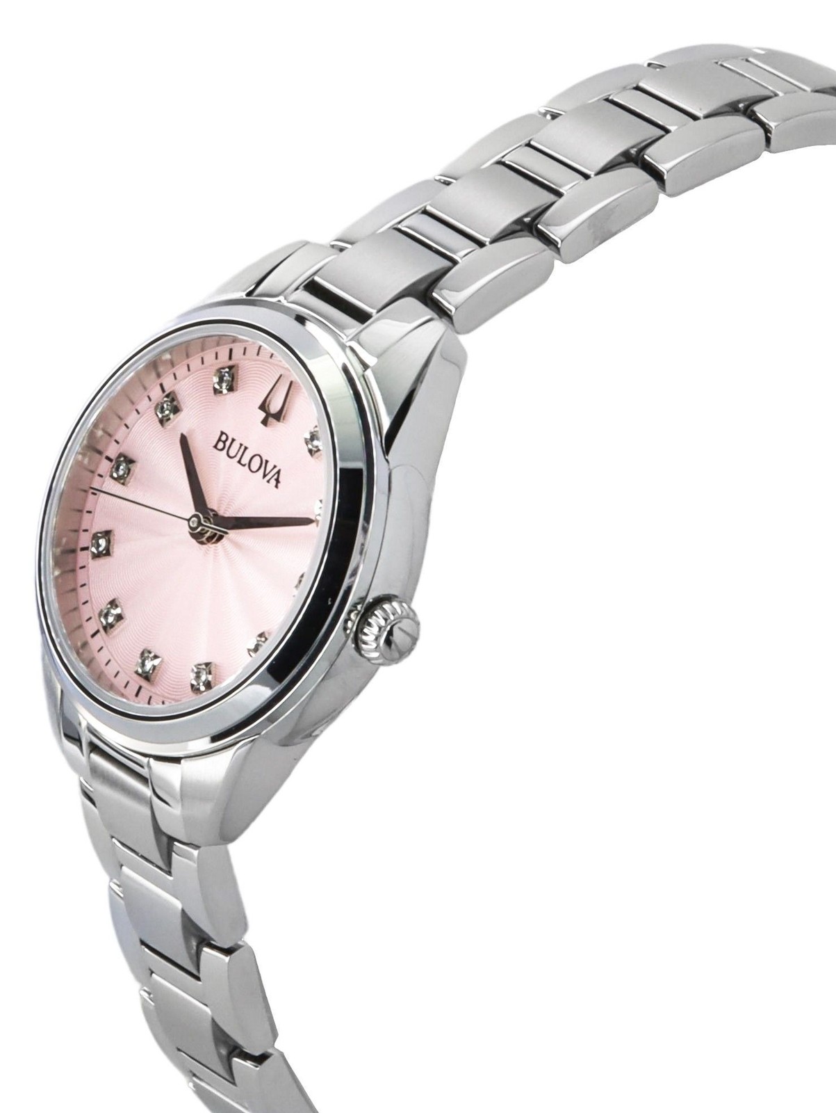 Bulova Sutton Pink Dial Quartz Stainless Steel Women’s Ladies Watch 96P249