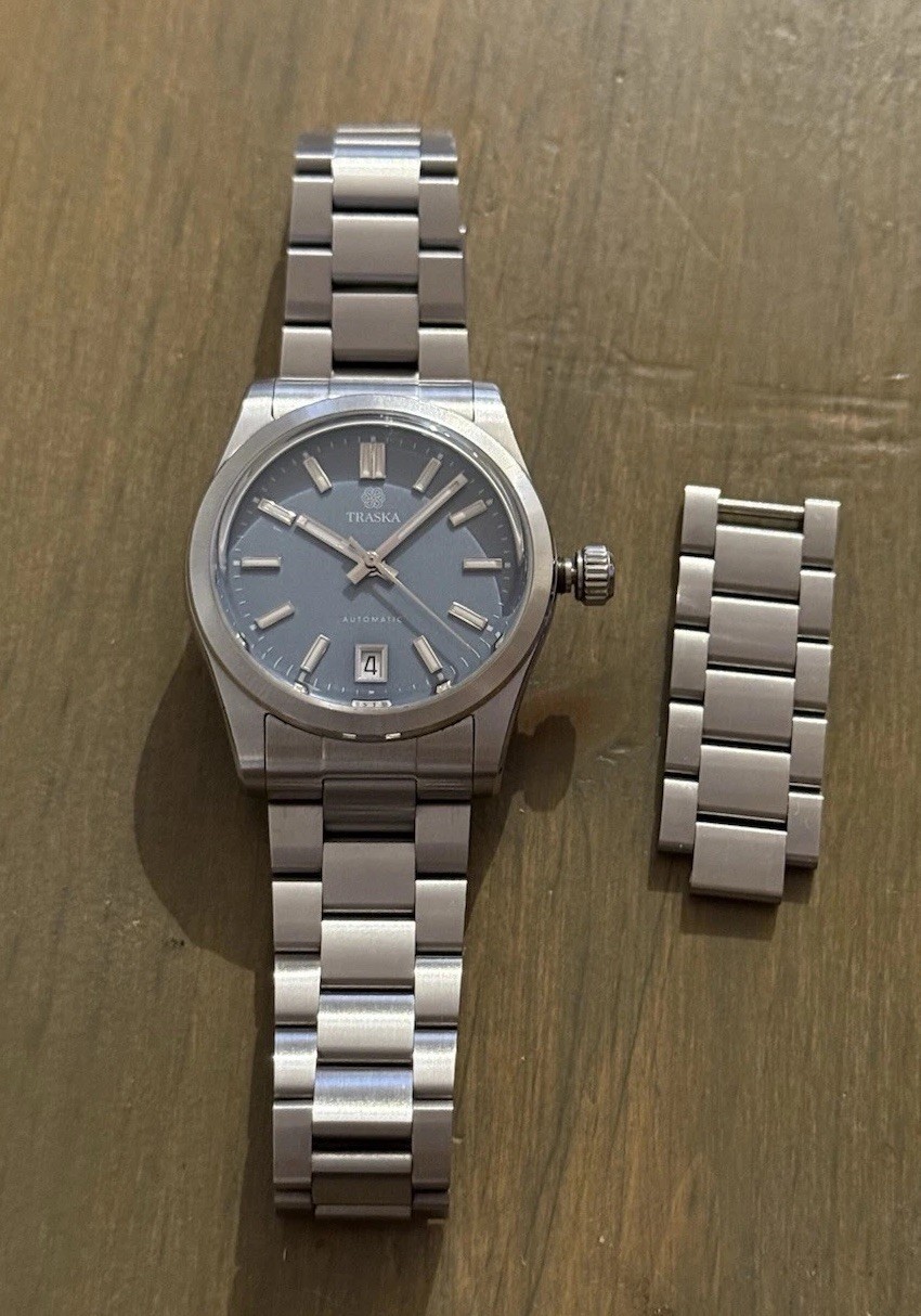 Traska Commuter 36mm Steel Blue Watch w Date – Discontinued Rare