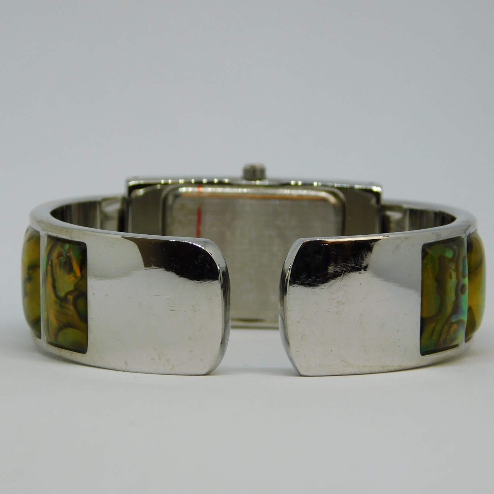 Mother of Pearl Inlay Cuff Bracelet Quartz Women’s Watch Sz. 6″ New Battery