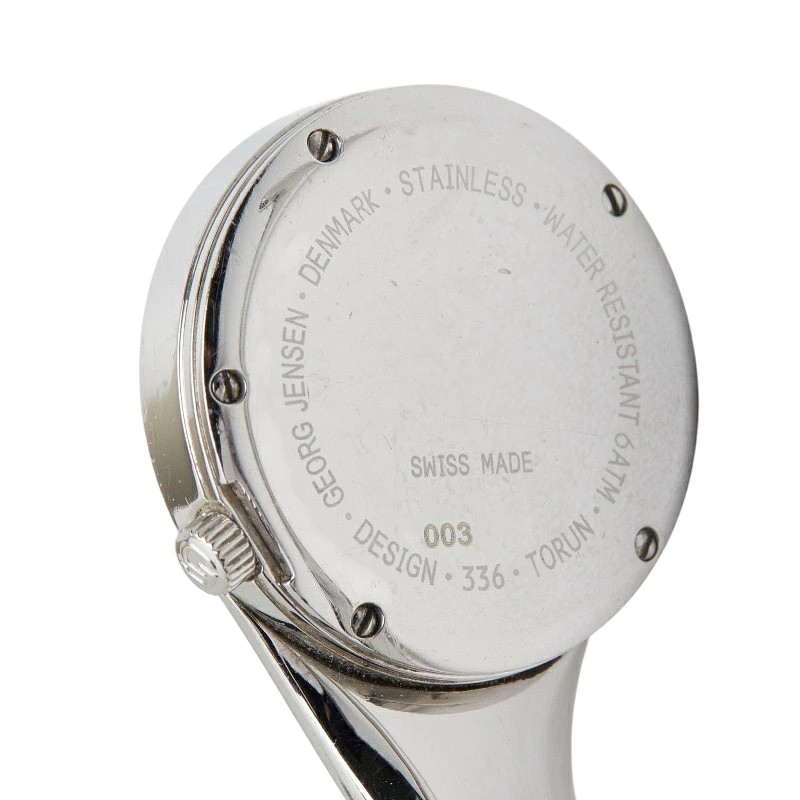 [B1R] Georg Jensen Quartz Silver Dial Stainless Steel Ladies Watch [x2s]
