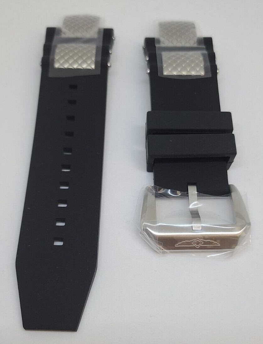 Invicta Subaqua Noma III Black Polyurethane Strap Band Silver Inserts