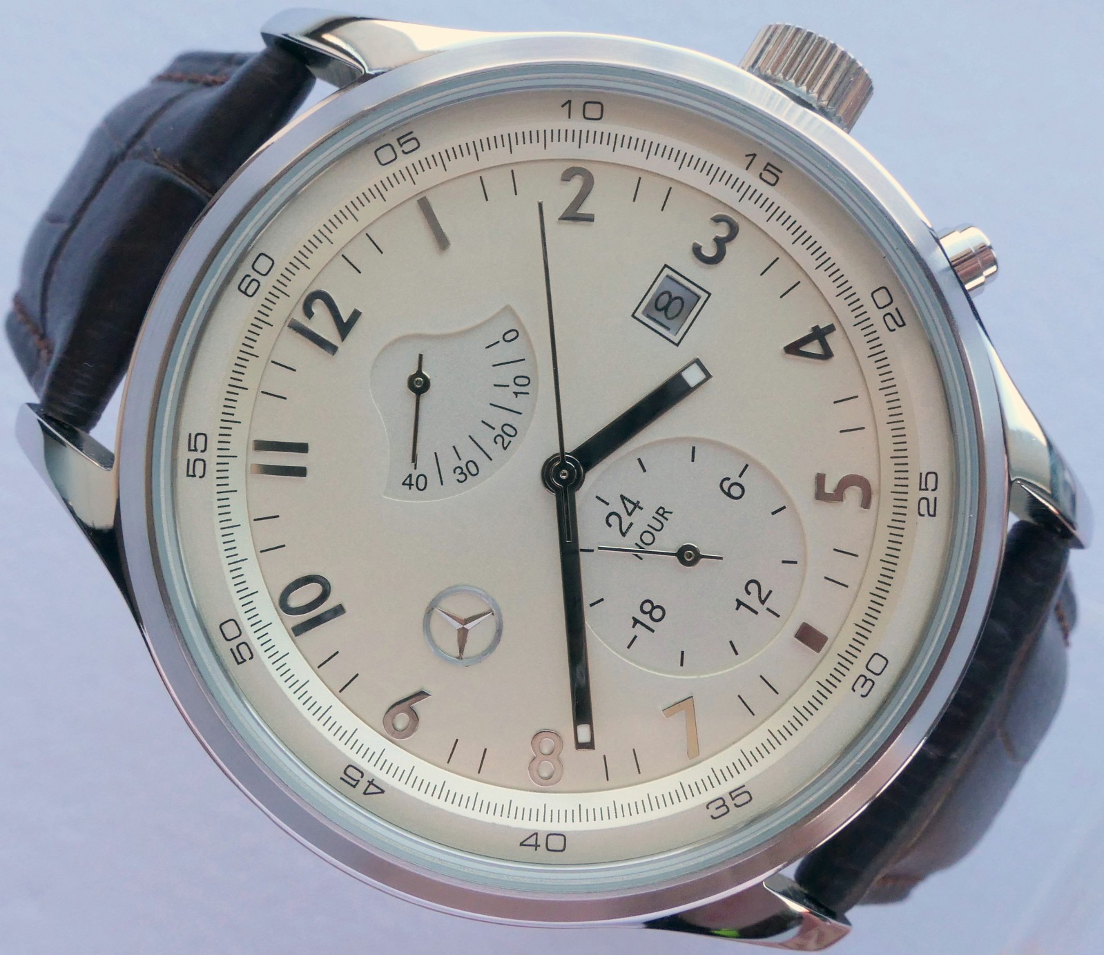Mercedes Benz Classic Dual Time GMT Power Reserve Car Accessory Automatic Watch