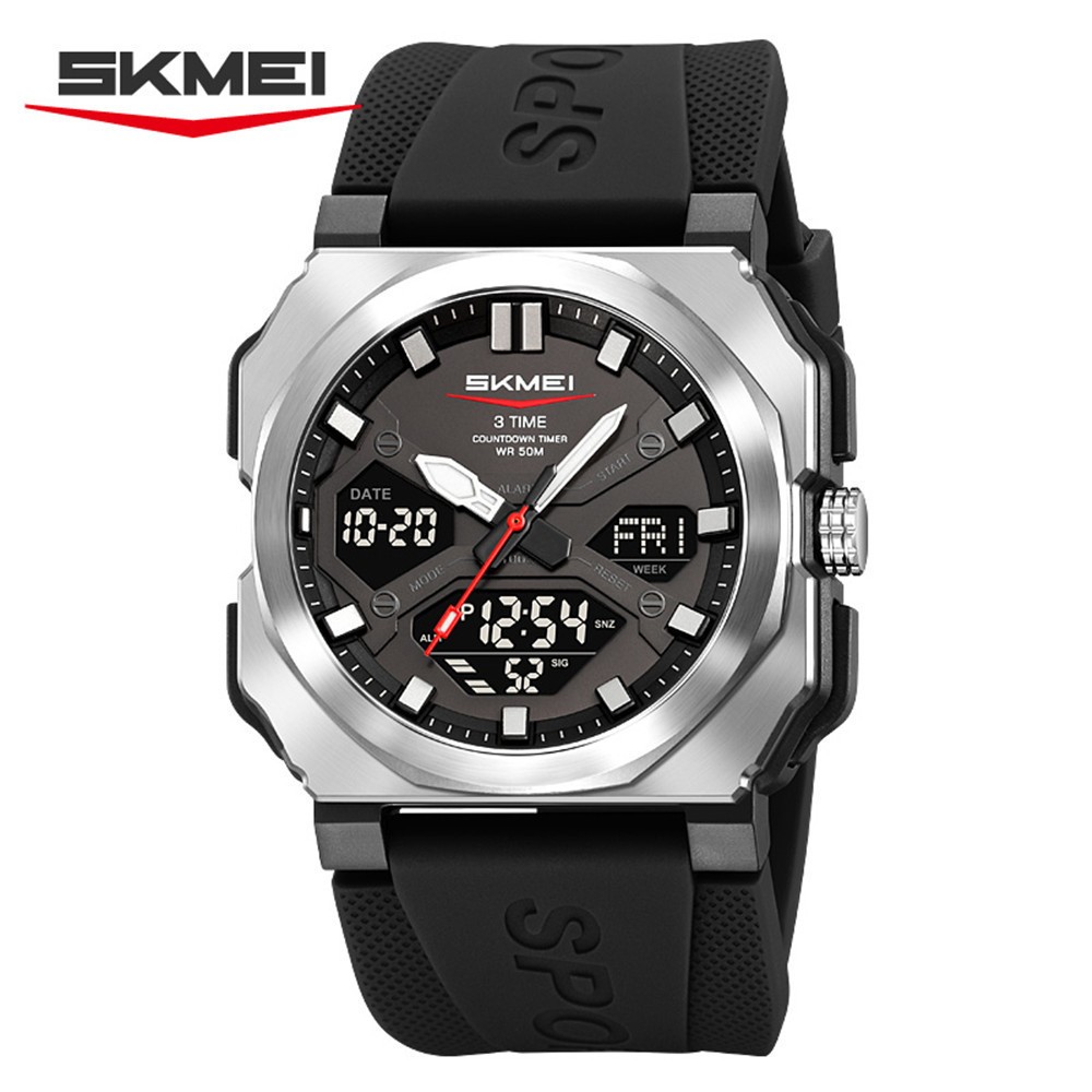 SKMEI Men Watch Digital Electronic Wristwatch Large Dial Silicone Sport Watches
