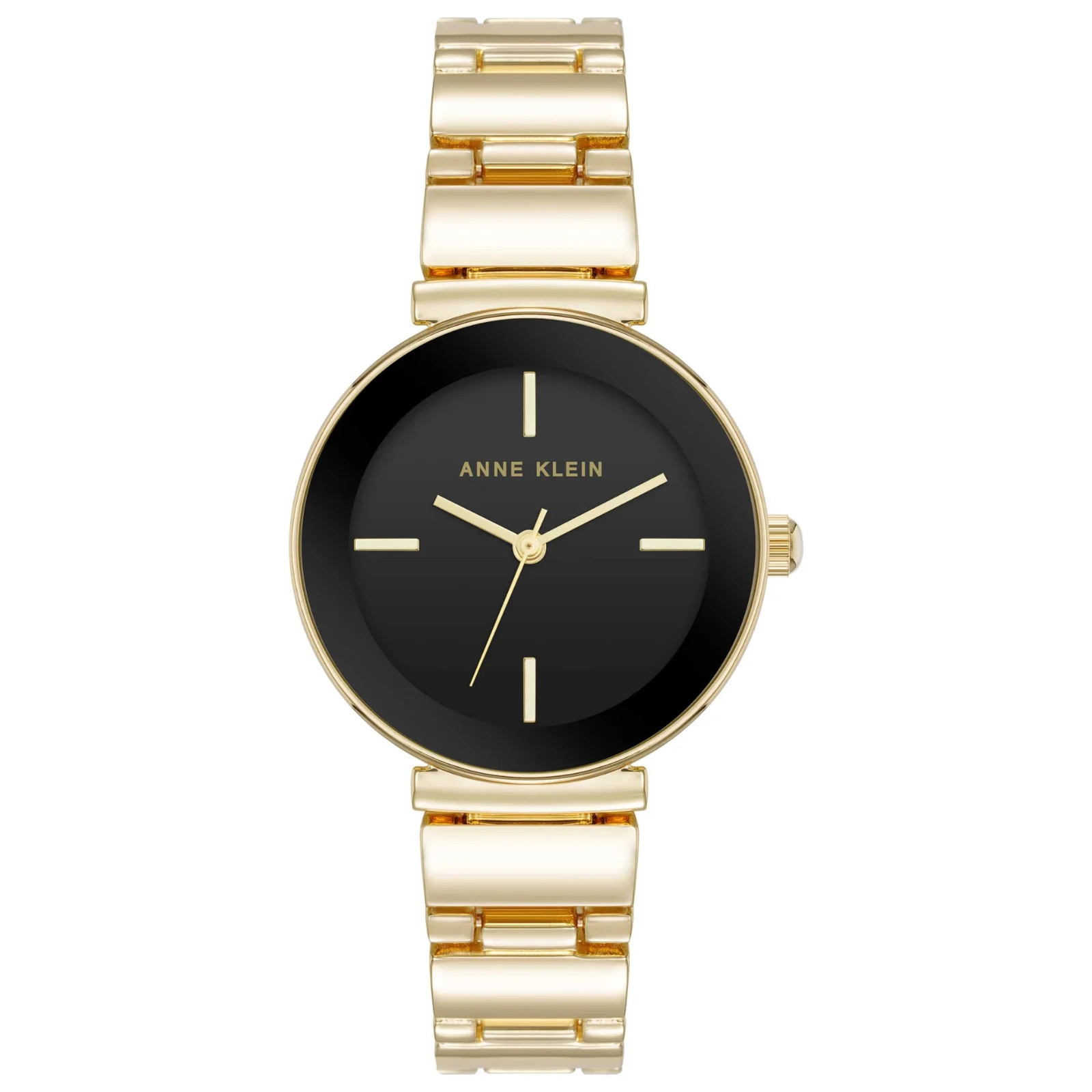 Anne Klein Women’s Black Dial Stainless Steel Gold Round Watch