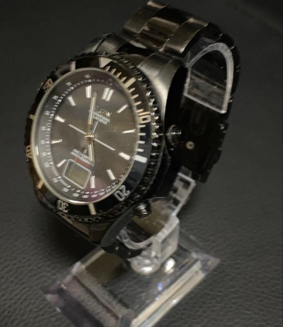Elgin Solar Radio Wave Watch Waterproof Stainless Steel Band Timepiece