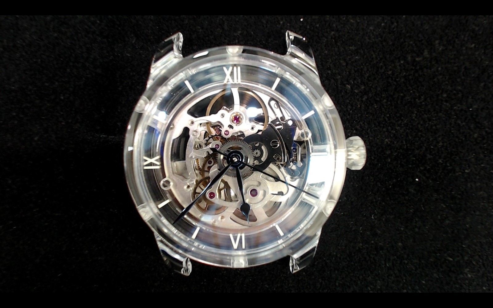 SAPPHIRE CRYSTAL CASE WATCH, SWISS AUTOMATIC SKELETON MOVEMENT – STP 6-21