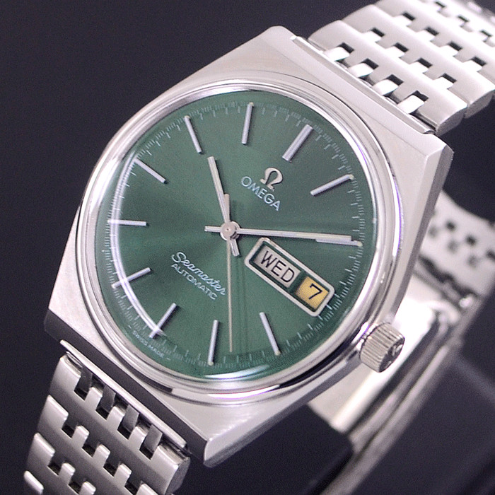 VINTAGE OMEGA SEAMASTER AUTOMATIC EMERALD DIAL DAY&DATE DRESS MEN’S WATCH