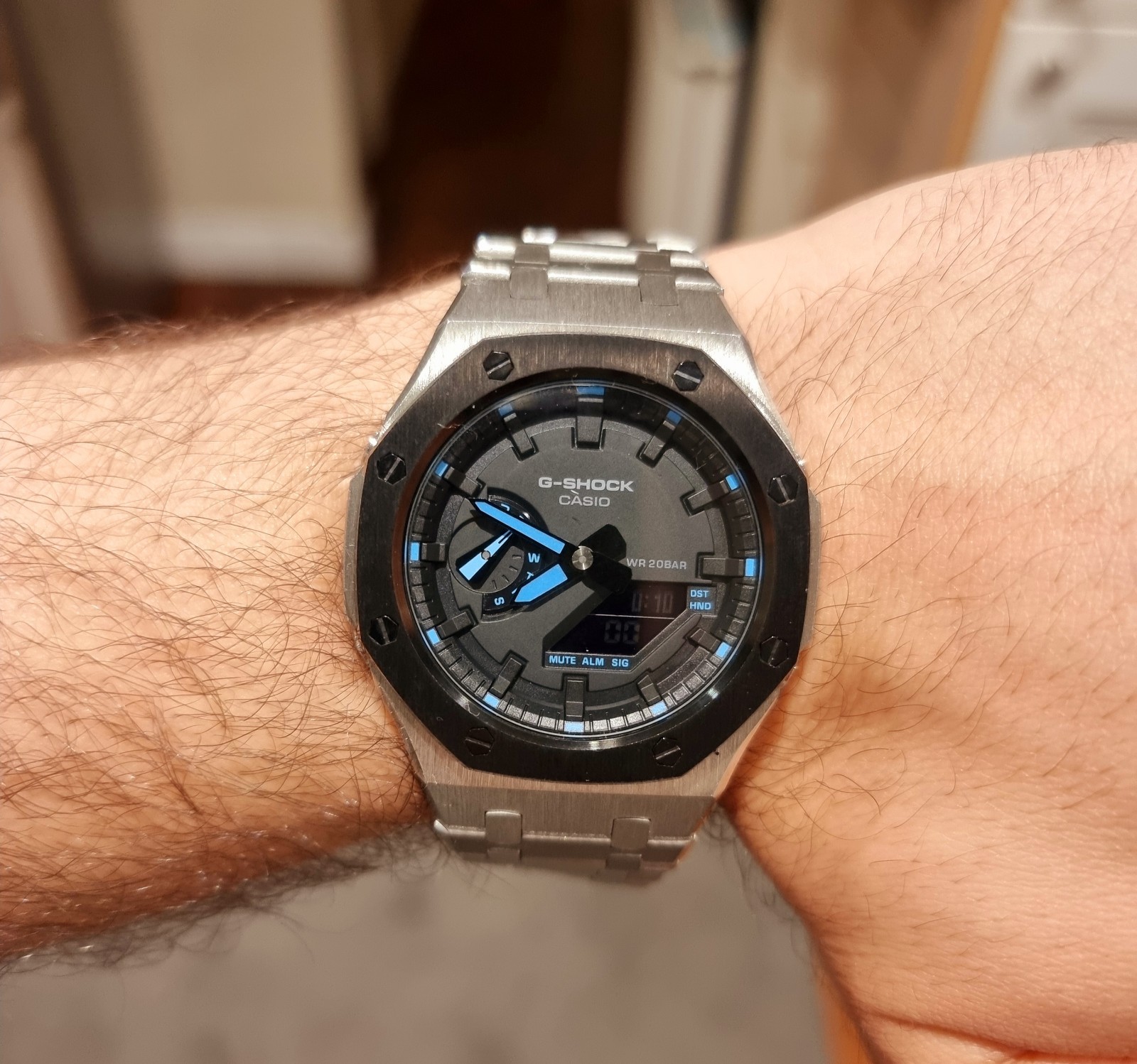 New Custom GShock GA2100 Casioak Stainless Steel Bracelet Gift – Silver mod