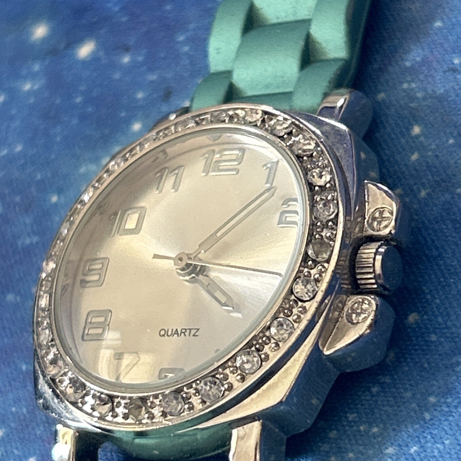 Collezio Teal Crystal Dial Rubber Silicone Band Watch