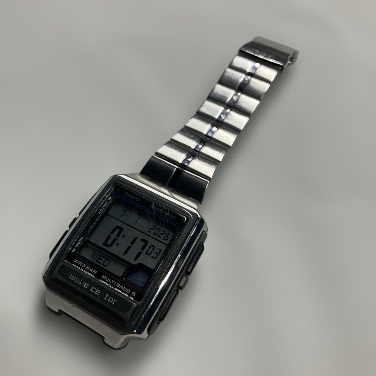 Casio WV-59RD-1AJF Series Wave Sceptor Wristwatch, Silver, Bracelet Type