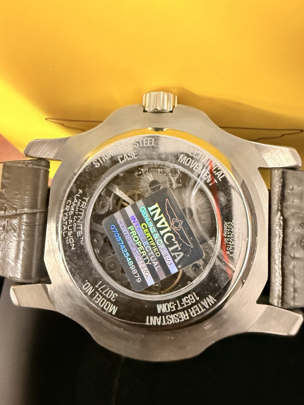 Invicta Specialty Mechanical Skeleton Blue Dial Gray Leather Men’s Watch 30771