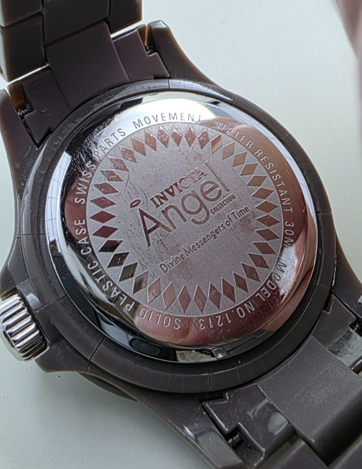 INVICTA ANGEL CANDY 1213 DATE GRAY PLASTIC/RESIN DIVERS WATCH, NEW BATTERY