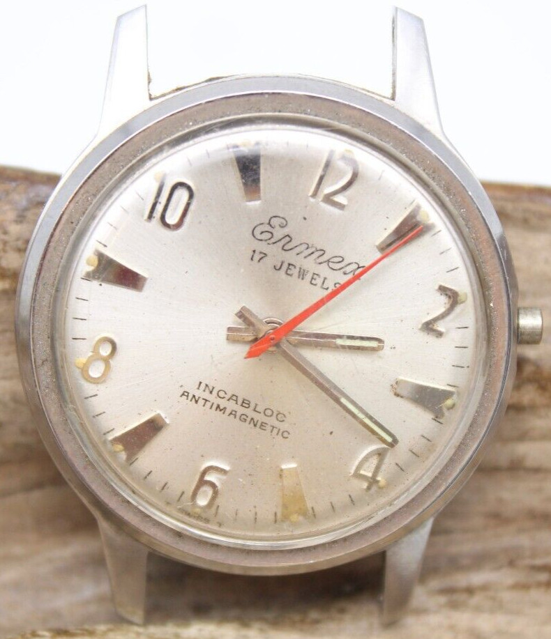 VILLEROSE ERMEX 17j SWISS MEN’S WATCH 31.6mm 16.3mm LUG NO CROWN (PQ3)