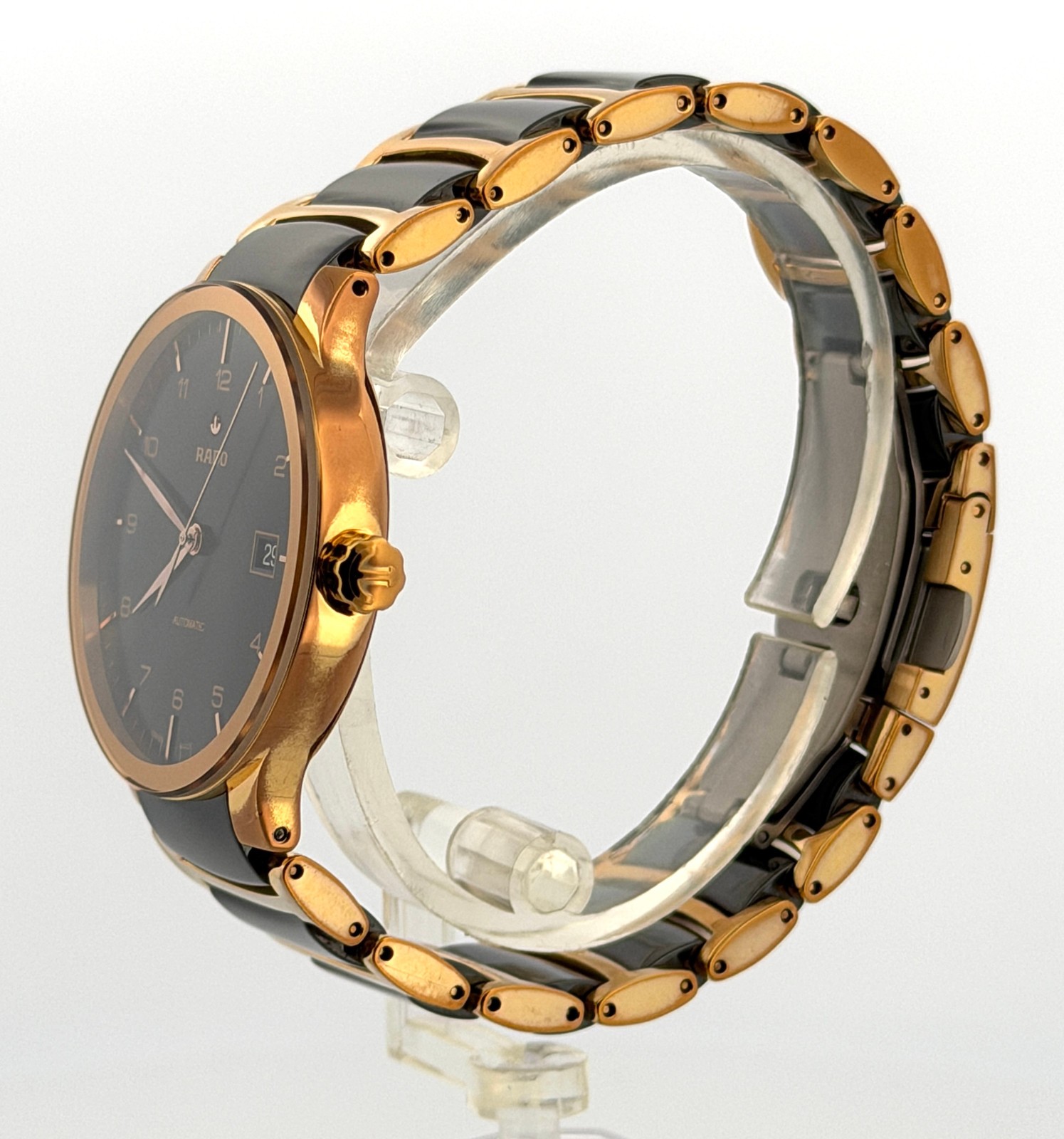 Rado Centrix Automatic 38mm Gold Tone Stainless Steel Ceramic Mens Watch