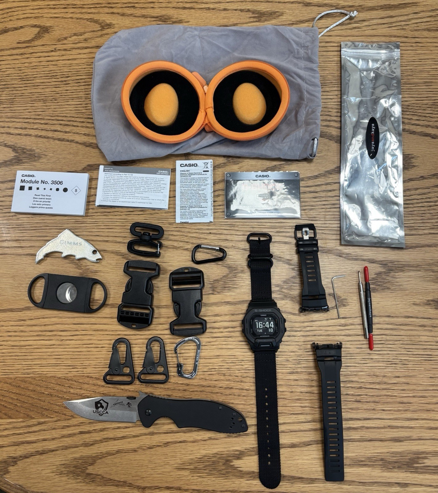 G-Shock GBD200-1 Watch Black With kershaw Knife And Travel Case W/ Extra Gear