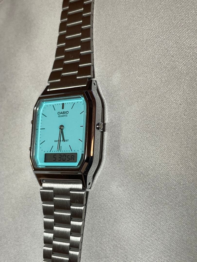 CASIO Turquoise Dial Analog Digital Quartz Wristwatch