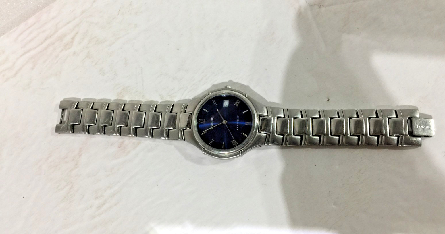 Fossil Arkitekt Watch Men 36mm Blue Dial Stainless Steel FS-2701 New Battery!
