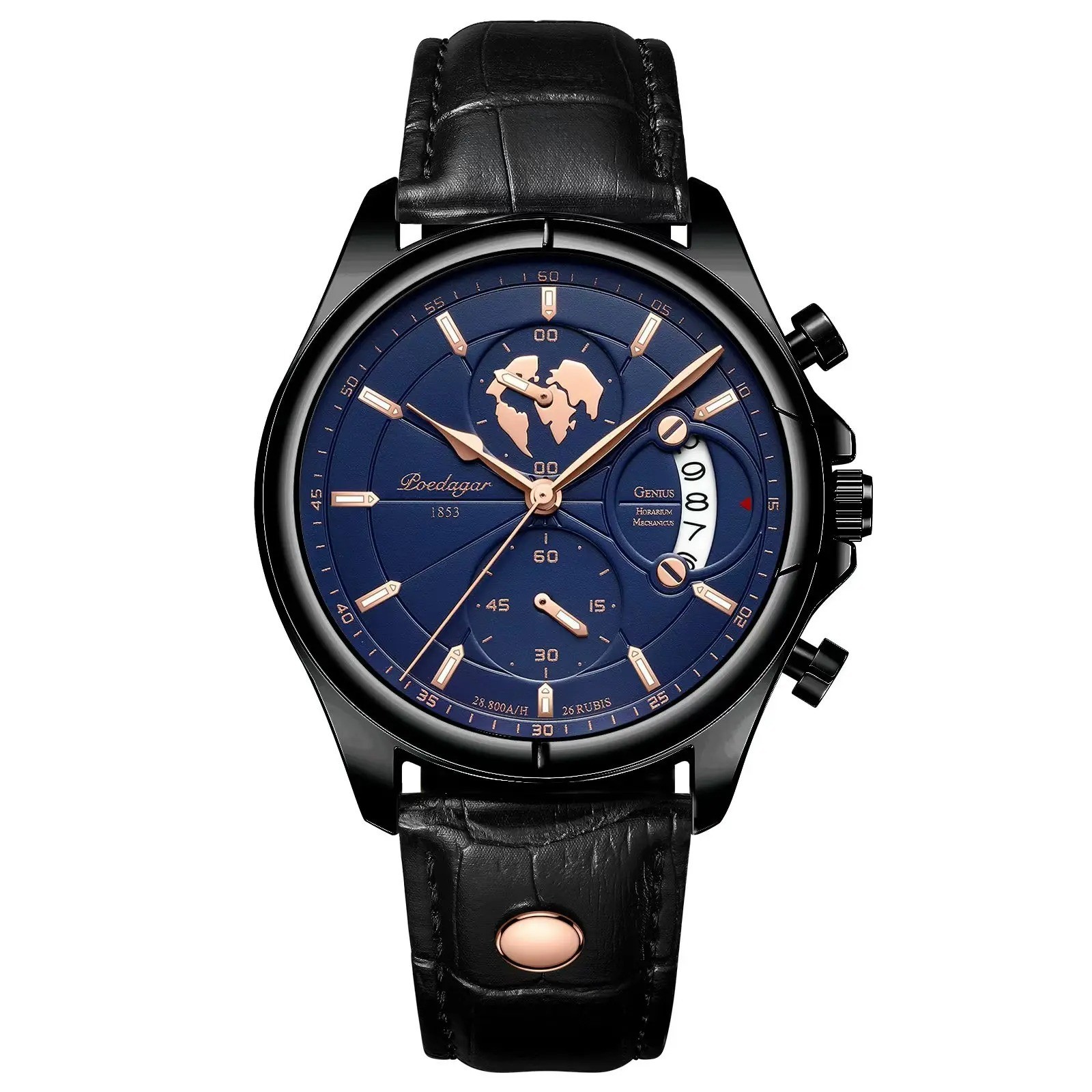 POEDAGAR Luxury Man Wristwatch Chronograph Date Waterproof Leather Men Watch Cas