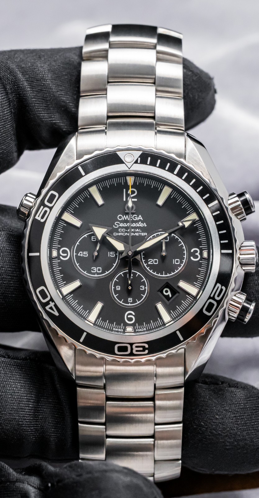 Omega Seamaster Planet Ocean Chronograph 45.5 mm Black Dial 600M Bracelet 2210.5