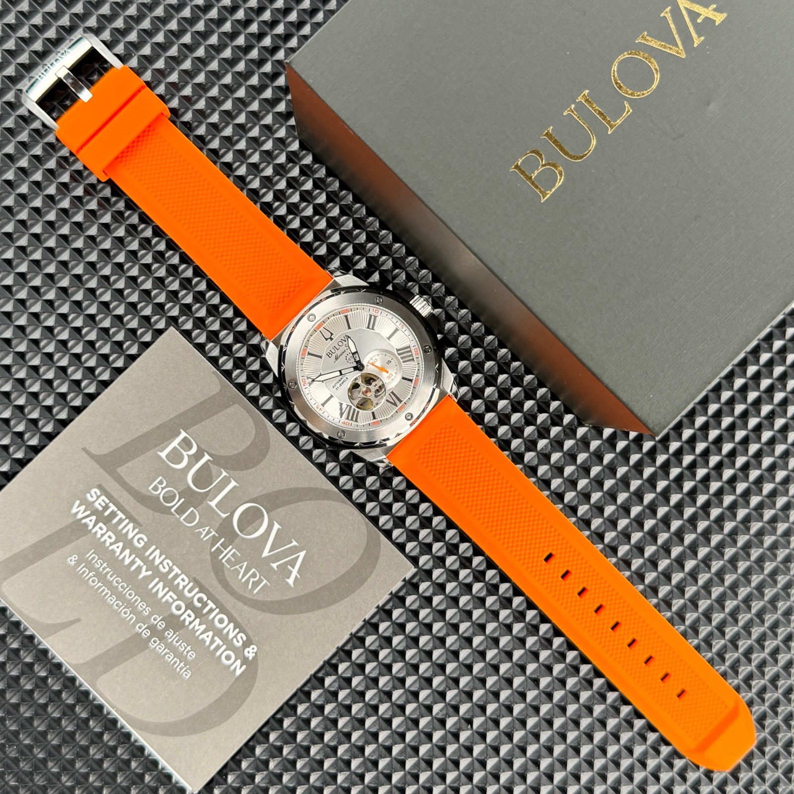 Bulova Marine Star Automatic Silver white Dial 98A226 Men’s Watch 45mm