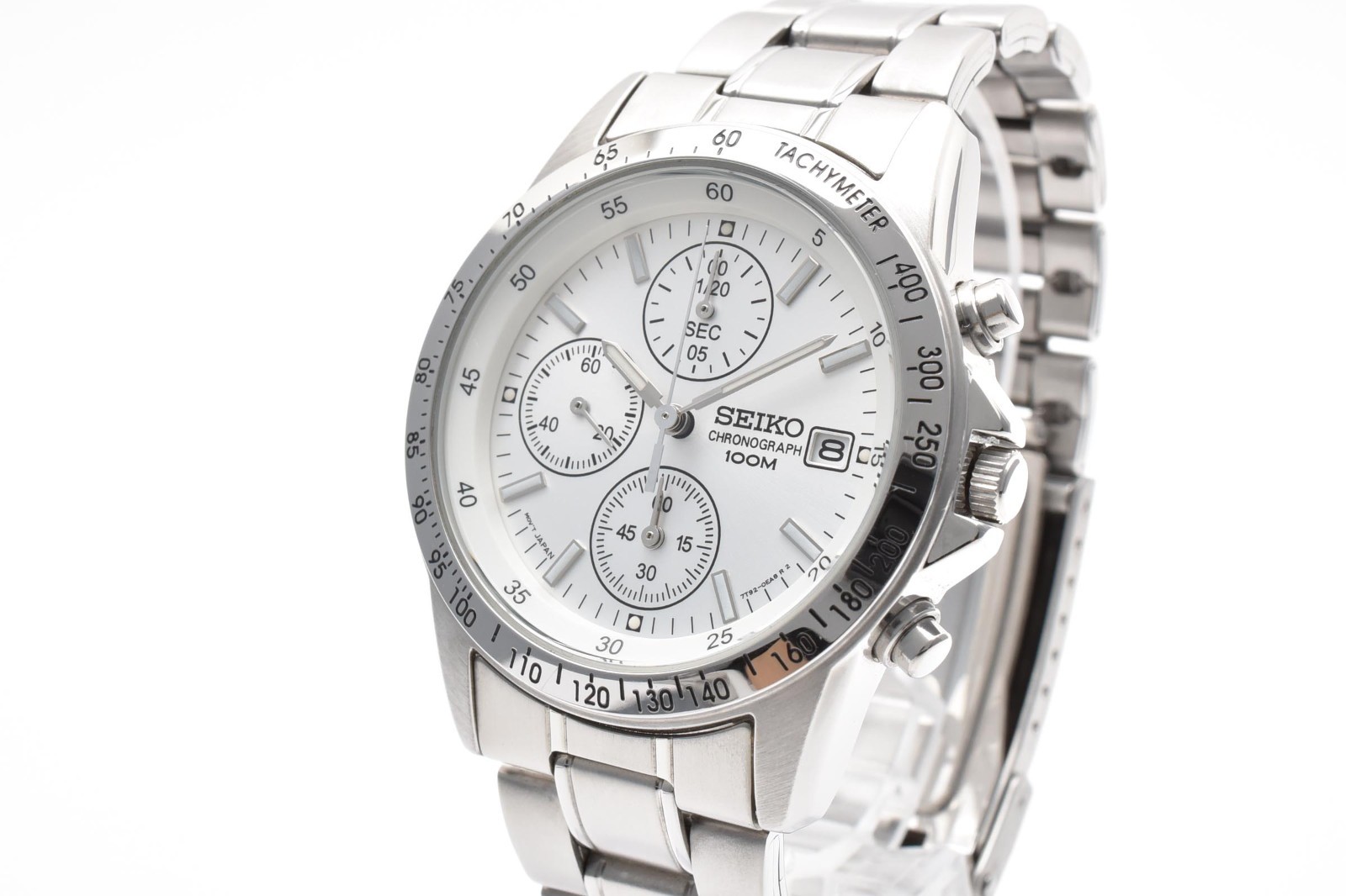 [MINT/BOX] SEIKO Chronograph 7T92-0DW0 White 38mm Quartz Men’s Watch From JAPAN