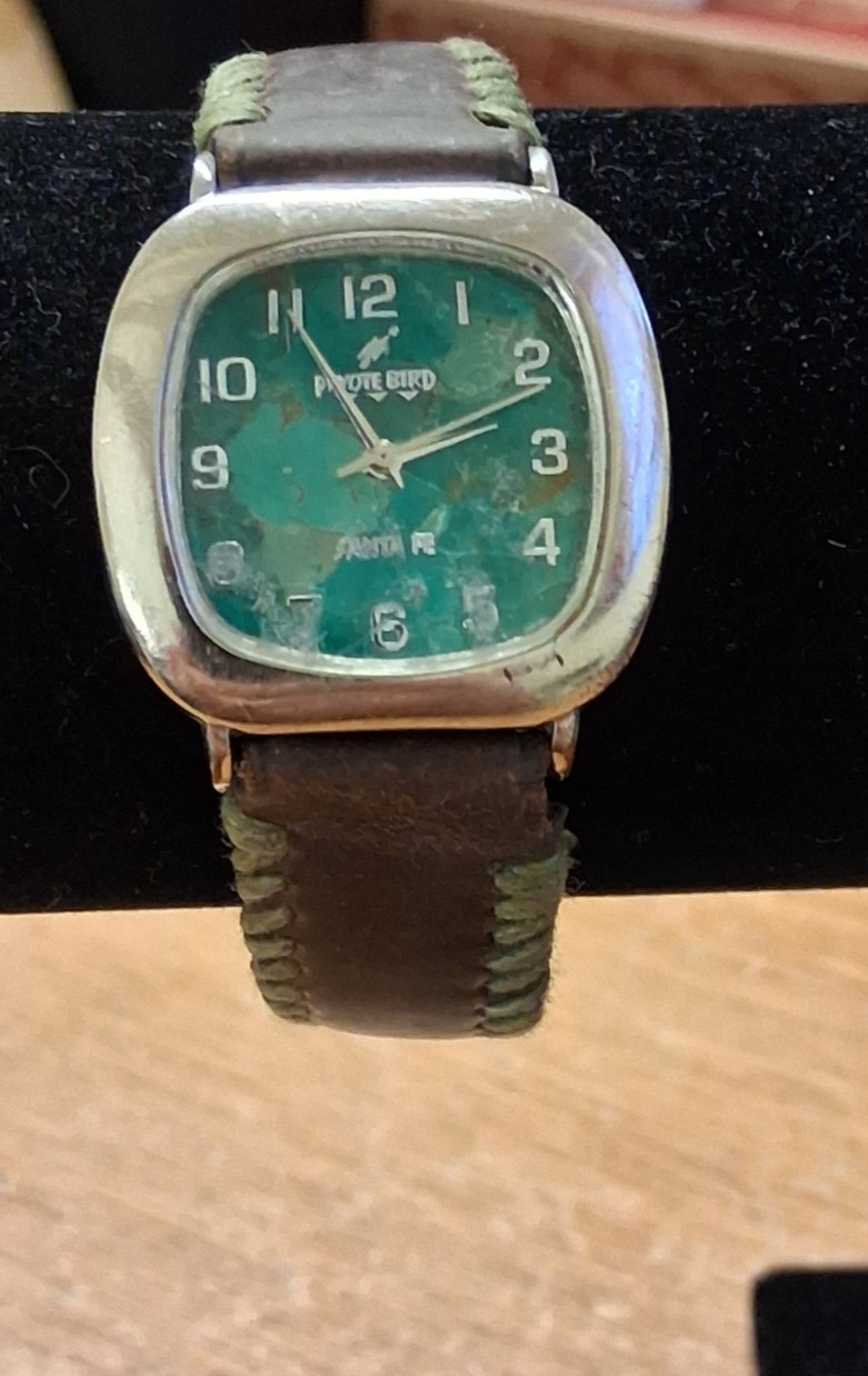 PEYOTE BIRD SANTA FE WRISTWATCH SOUTHWESTERN LOOK TURQUOISE DIAL WATCH BROKEN