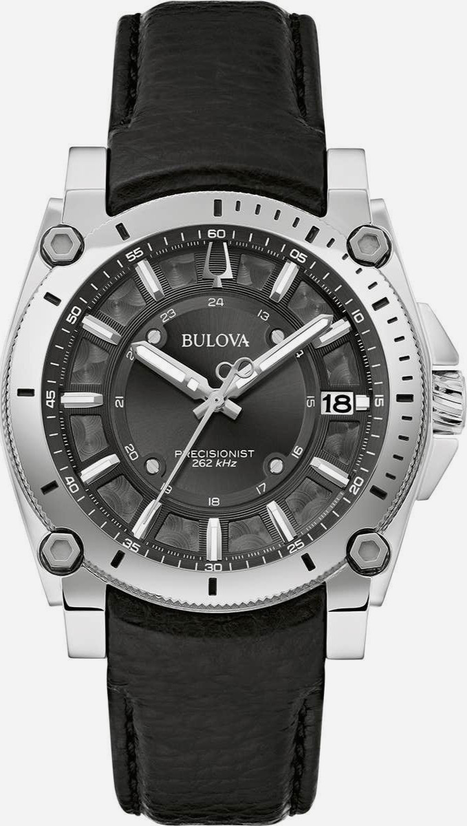 Bulova Precisionist Icon 40mm Steel Mens Watch Grey Date Sapphire 100m WR 96B416
