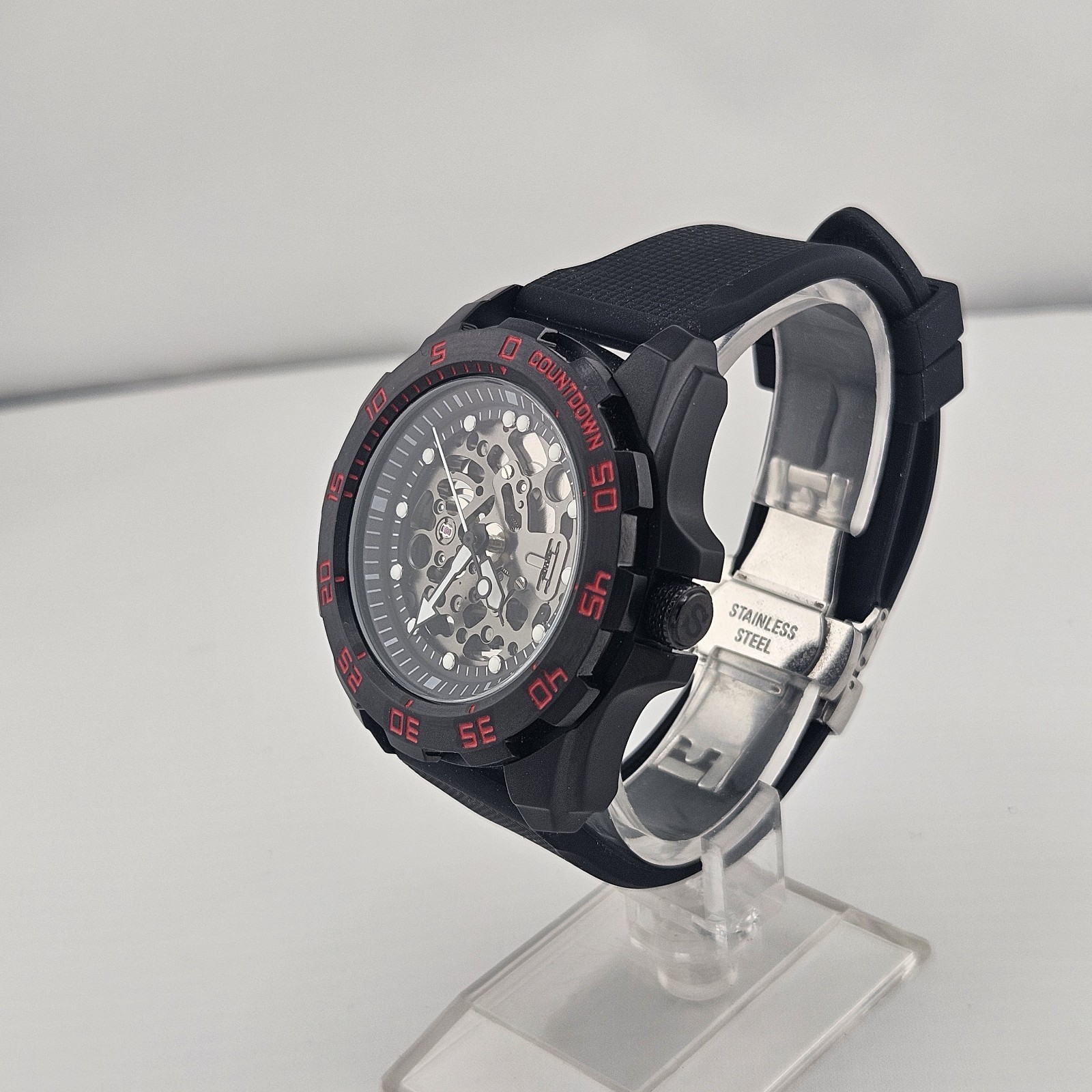 Custom Made Skeleton Watch With NH72 Movement (With Silicone Butterfly Clasp)