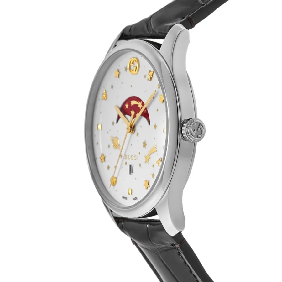 New Gucci G-Timeless Quartz White Dial Black Leather Strap Men’s Watch YA126325
