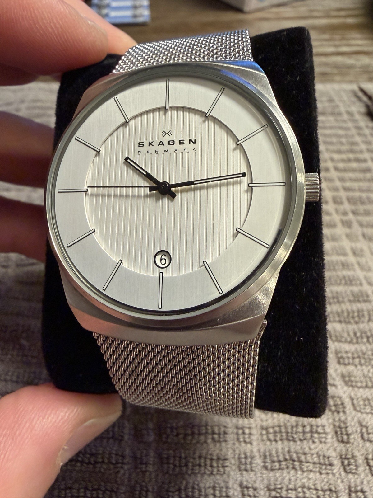 SKAGEN 780XLSS MEN STAINLESS STEEL 40mm WATCH DATE MESH BRACELET NEW BATTERY