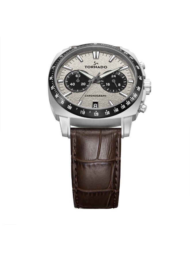 Tornado Men’s Chronograph Watch | Ivory Dial, 42mm, 100 m (10 ATM)
