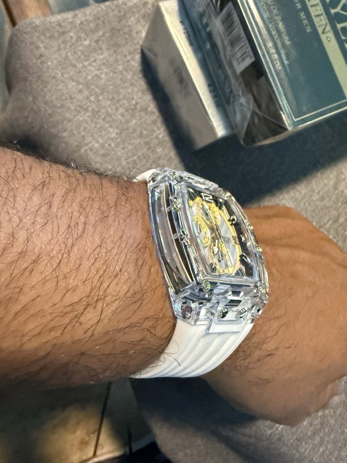 Invicta S1 Rally Men 42mm Transparent Tone Case White+Gold Metal Dial Quartz 🔥