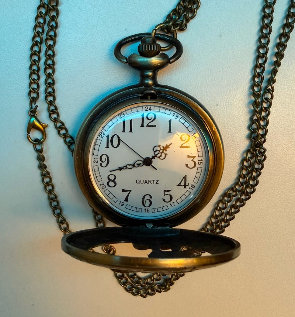 Vintage Style Mickey Mouse Pocket Watch with Chain – Needs New Battery