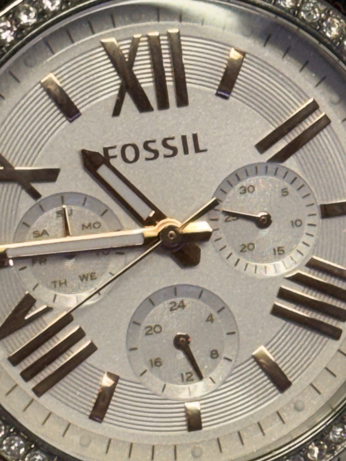 Fossil AM4629 45mm Silver Stainless Steel Case Bracelet White Dial Chronograph