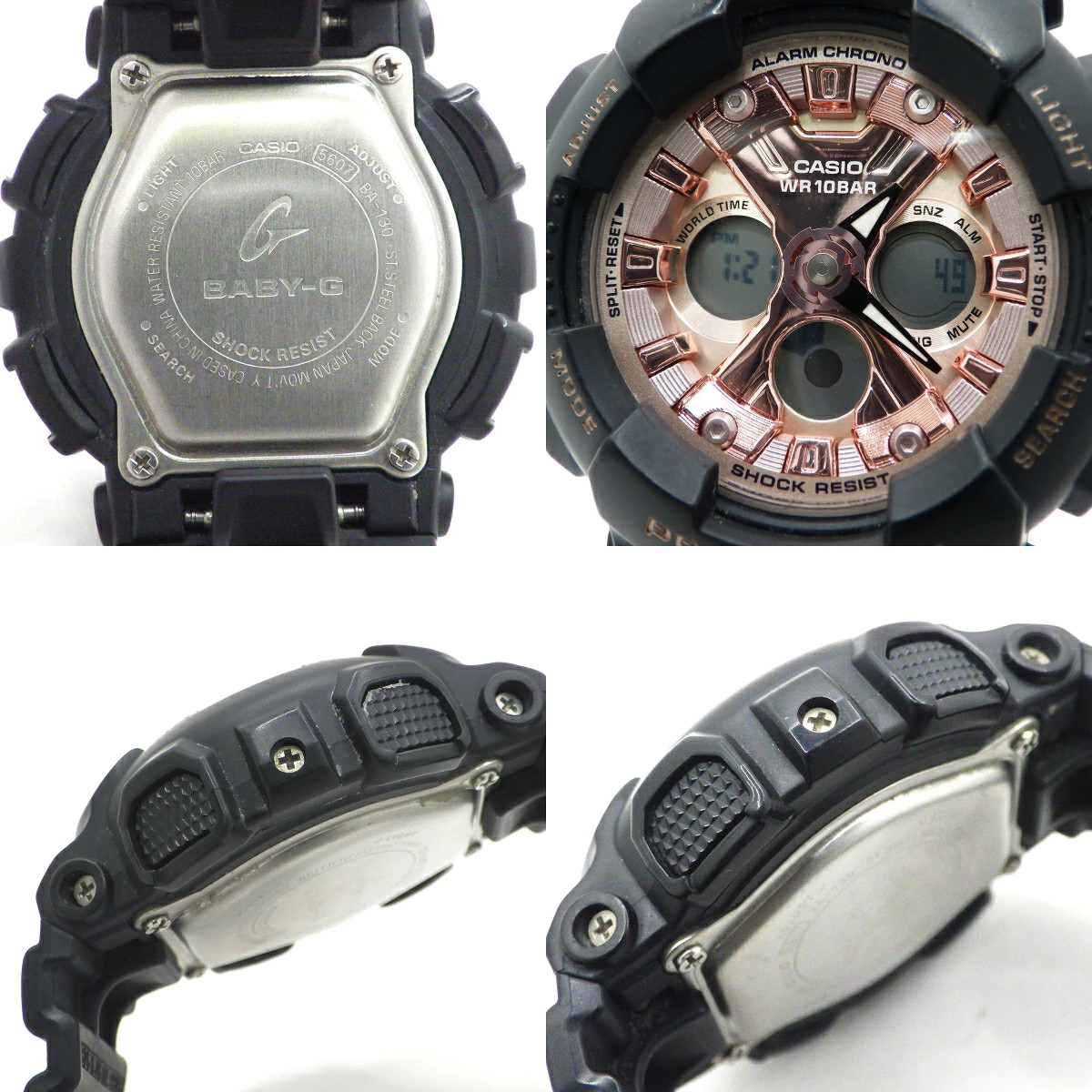 CASIO BA 130 baby G Quartz Watch Black Pink Used