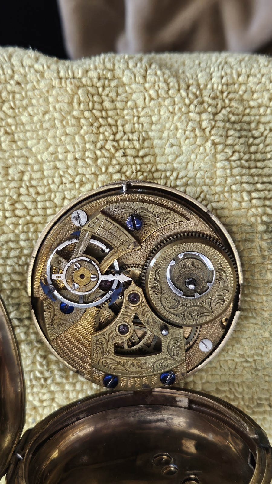 Antique duplex pocket watch movement, For Chineese Emperors, Rare Rolled Gold