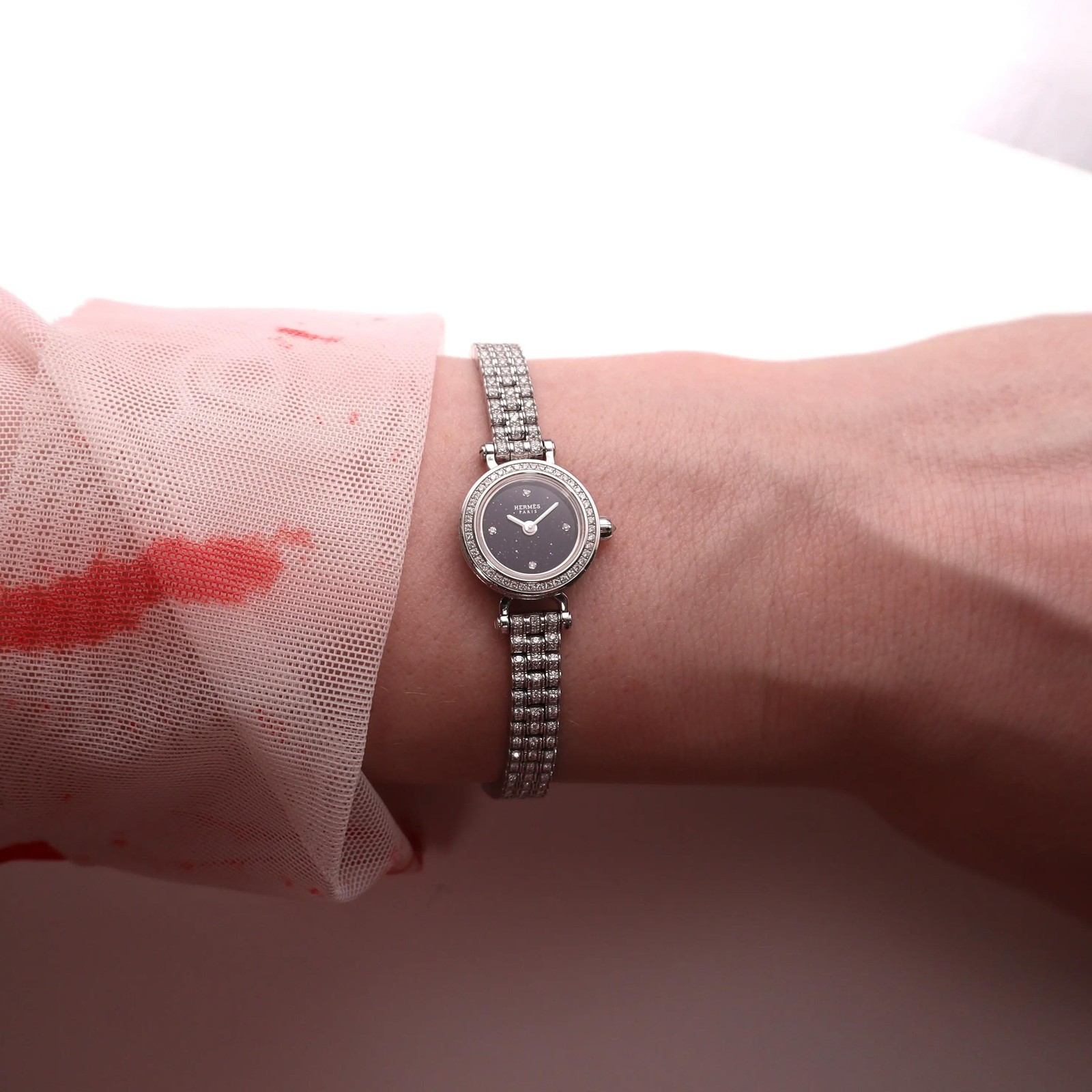 Hermes Faubourg Joaillerie 16.3 mm 18K White Gold Diamonds Watch W049640WW00